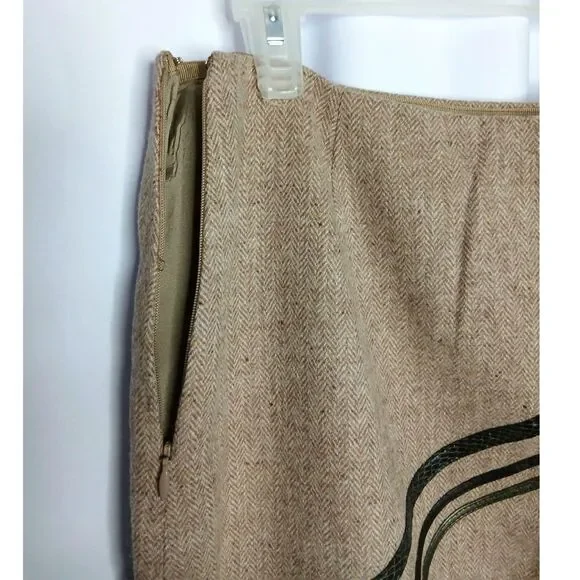 Express Wool Blend Pencil Skirt Lined Retro Y2K Vntage Leather Detail Womens 5/6 - Picture 3 of 6